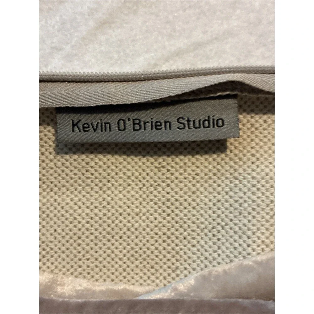 Kevin O’Brien Studio 20x13 Lumbar Pillow Cover Tan Woven Velvet Trim